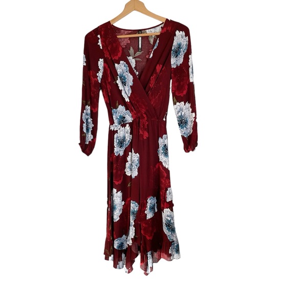 Plenty by Tracy Reese aleah floral surplice wrap ruffle midi dress size XS - Picture 2 of 8